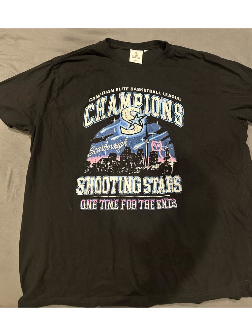 OVO Black Graphic 'Champions Shooting Stars' Short Sleeve Tee